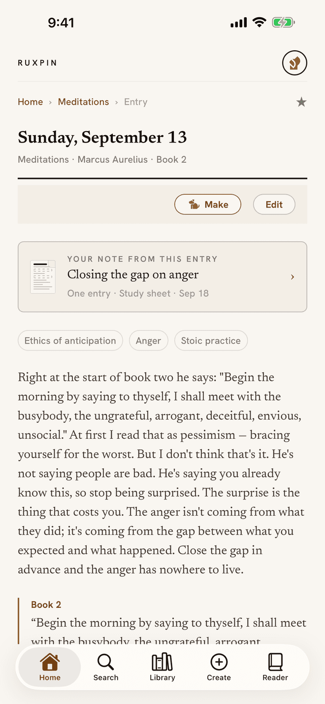 A filed entry in Ruxpin: the cleaned thought, its citation and themes