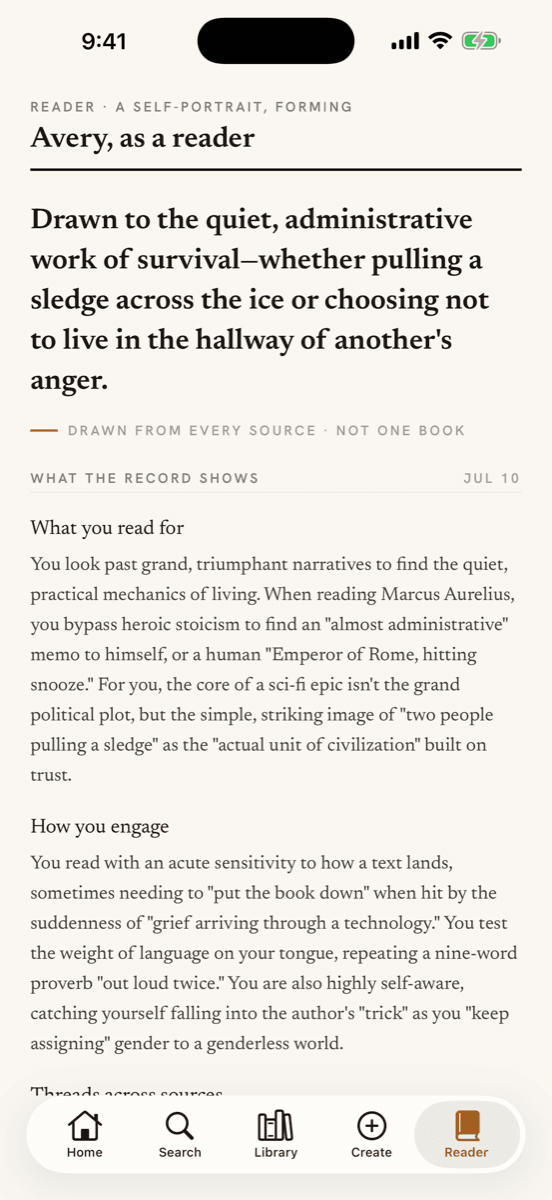 The reader portrait screen in Ruxpin