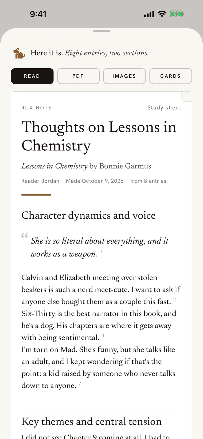 A Rux Note on Lessons in Chemistry